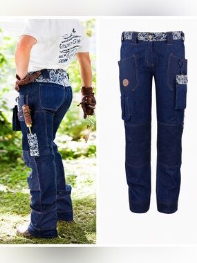 Garden Girl Utility Jeans Women’s US 6 Gardening Workwear Denim Cargo Pants